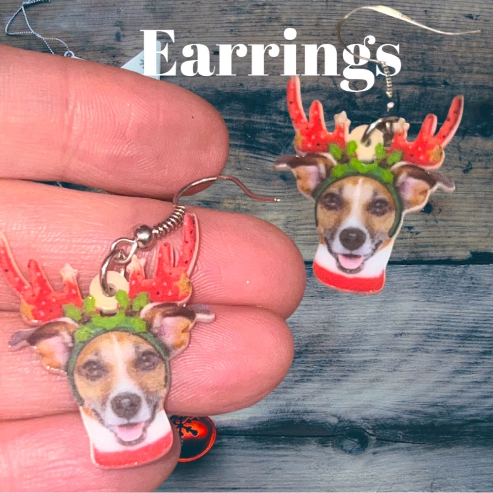 Doggy Drop Christmas Earrings, Acrylic Dangle, Stocking Stuffer, Gift, present